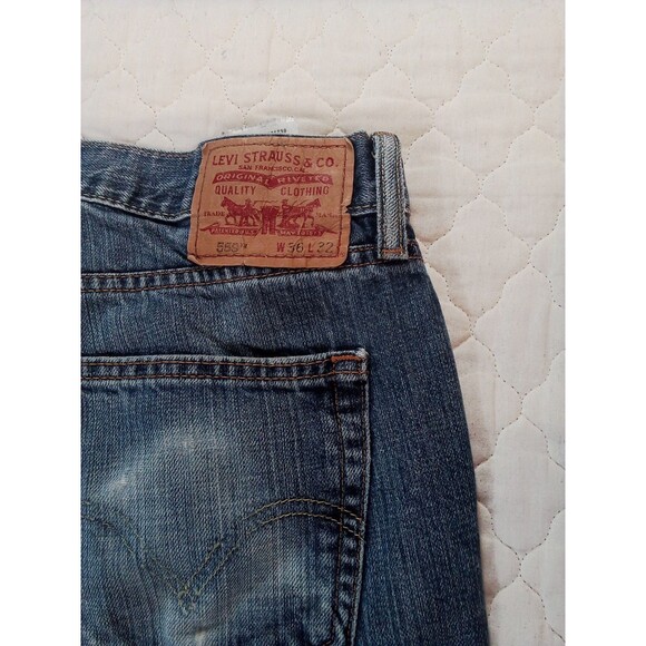 Men's Levi Denim Jeans Style 559 Relaxed Straight Size 36 X 32 Worn See Pics - Picture 8 of 16